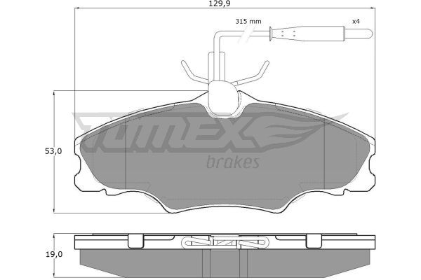 TOMEX BRAKES Piduriklotsi komplekt,ketaspidur TX 12-31